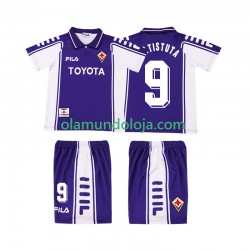 Camisola ACF Fiorentina BASTUTA 9 2000 Retro Criança Equipamento Primeiro 1999 Manga Curta